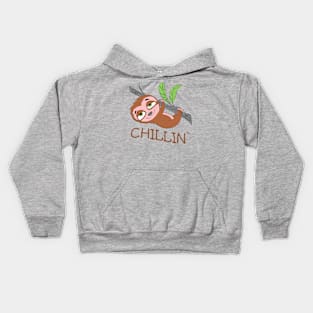 Funny Cute Chillin` Sloth Kids Hoodie